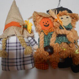 VINTAGE LOT HALLOWEEN DECOR GNOME & RAGGEDY ANN & ANDY YARN FABRIC ORNAMENTS 🎃